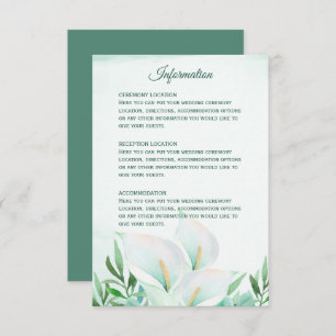 White Calla Lily Monogram Wedding Reception Cards