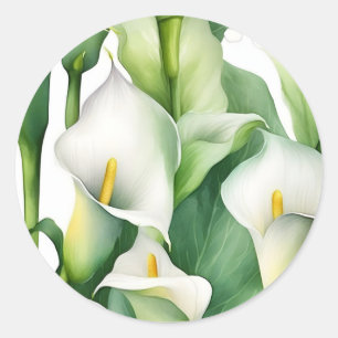White Calla Lily Nature Classic Round Sticker
