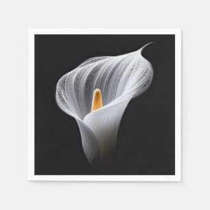 White Calla Lily On Black Napkin