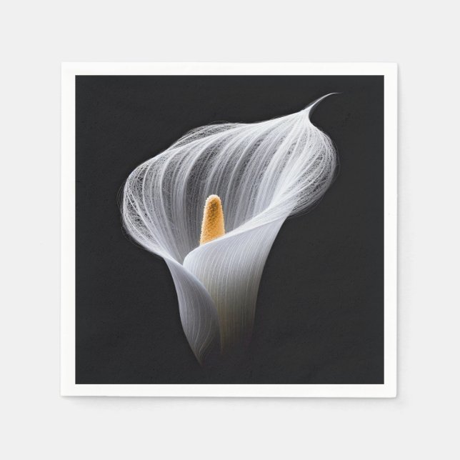 White Calla Lily On Black Napkin (Front)