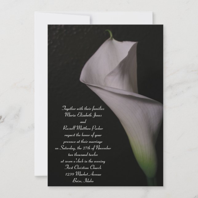 White Calla Lily Wedding Invitations (Front)