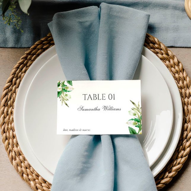 White Calla Lily Wedding Place Card (Creator Uploaded)