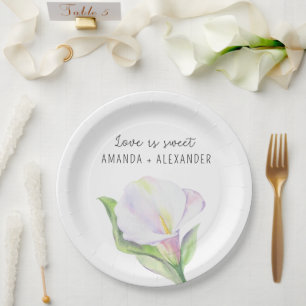 White calla - wedding shower candy paper plate
