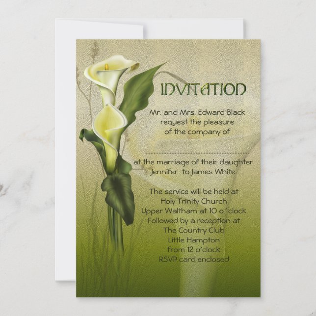 White Calla Wedding Suite Invitation (Front)