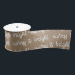 White Calligraphy Merry & Bright Christmas Kraft Satin Ribbon<br><div class="desc">A romantic Christmas holiday ribbon featuring a rustic kraft background with handwritten Christmas verses and sayings that can be customised by you to wish your gift recipients a wonderful holiday season.</div>