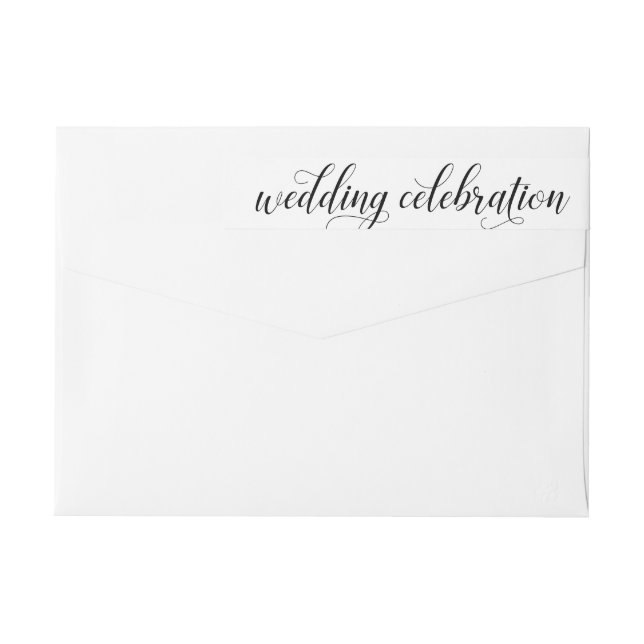 White Calligraphy Script Wedding Celebration Wrap Around Label (Back)