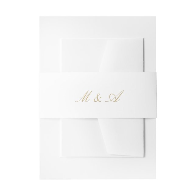 White Calligraphy Wedding Invitation Belly  Invitation Belly Band (Front Example)