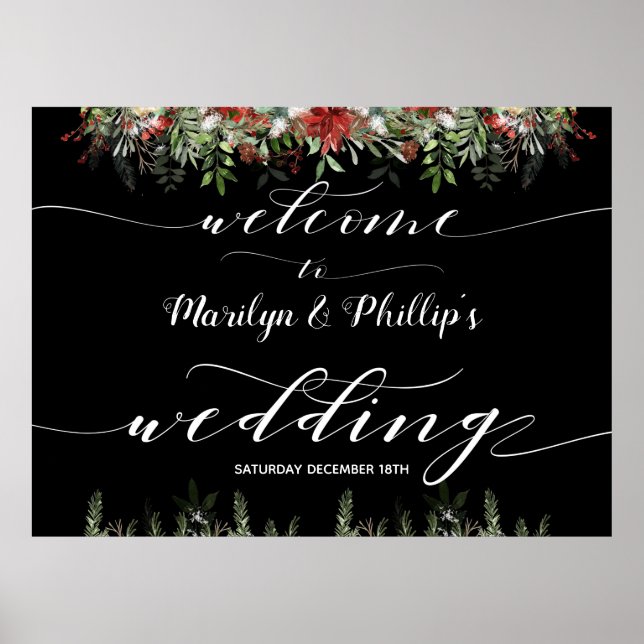 White Calligraphy Welcome Wedding Holiday Poster (Front)