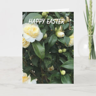 White Camellia Easter Holiday Card