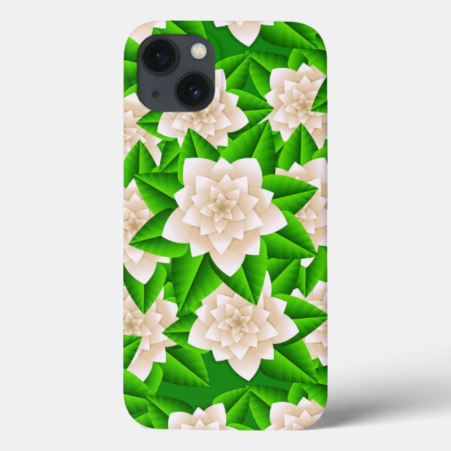 White Camellias and Green Leaves Case-Mate iPhone Case (Back)