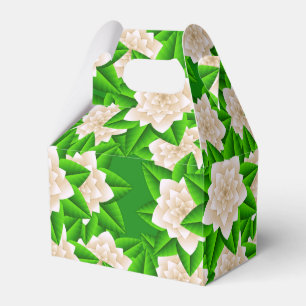 White Camellias and Green Leaves Favour Box
