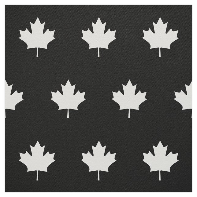 White Canada leaf - black fabric (Swatch)
