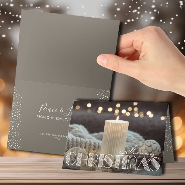 White Candle Cosy Christmas Folded Holiday Card (Creator Uploaded)