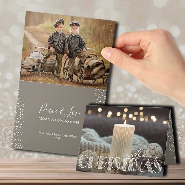 White Candle Cosy Christmas Folded Photo Holiday Card (Creator Uploaded)