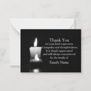 White Candle Light After Funeral Thank You Card