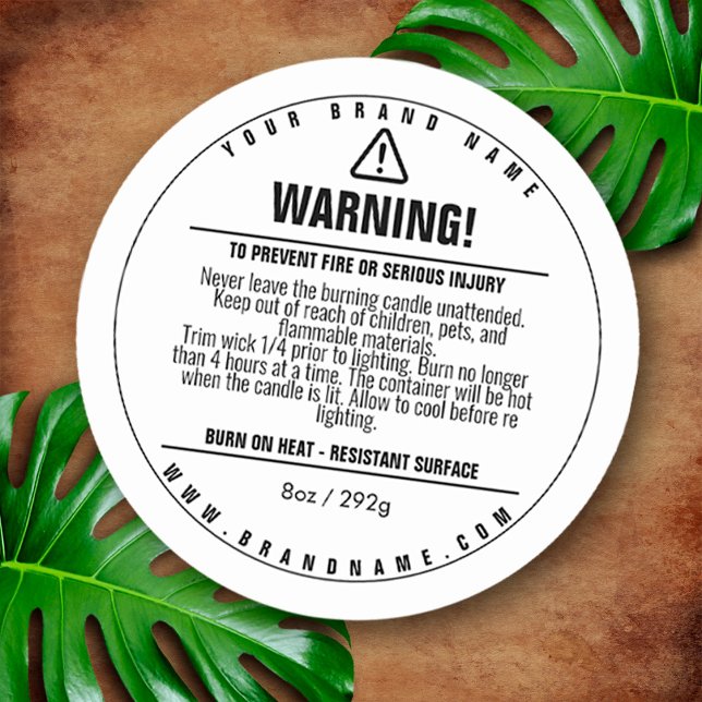 White Candle Product Warning Label Design Sticker (Creator Uploaded)