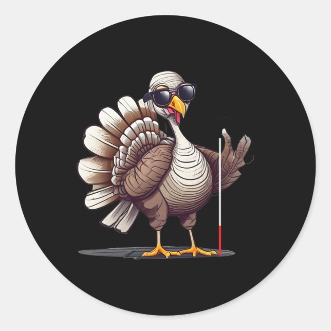 White Cane Awareness Thanksgiving Coms Orientation Classic Round Sticker (Front)