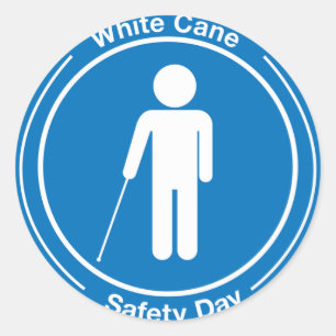 White Cane Safety Day Classic Round Sticker