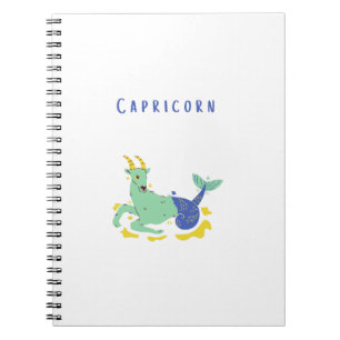 white Capricorn, zodiac, star print Notebook