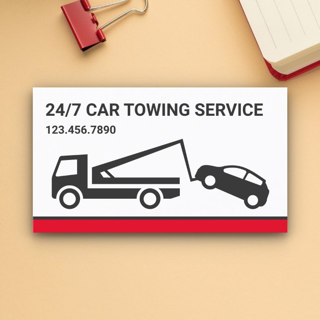White Car Towing Service Tow Truck Business Card (Creator Uploaded)