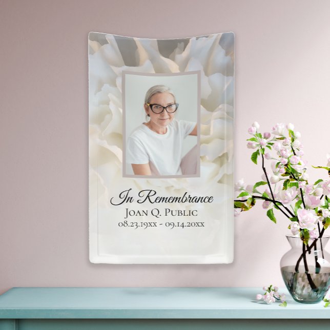 White Carnation Floral Celebration of Life Funeral Banner (Creator Uploaded)