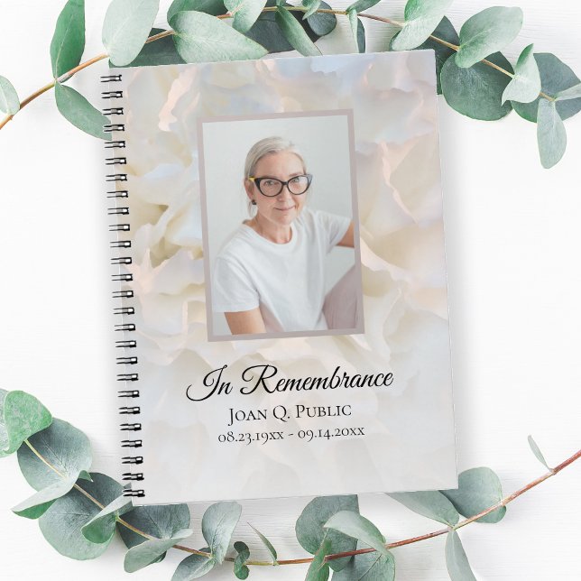 White Carnation Floral Celebration of Life Funeral Notebook (Creator Uploaded)