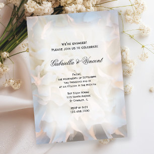 White Carnation Floral Engagement Party Invitation