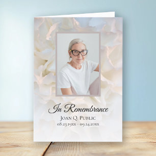 White Carnation Floral Funeral Service Folded Programme