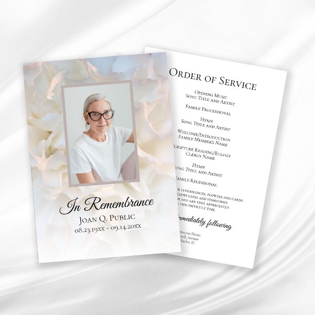 White Carnation Floral Funeral Service Programme (Creator Uploaded)