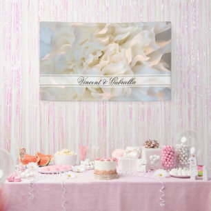 White Carnation Floral Wedding Banner
