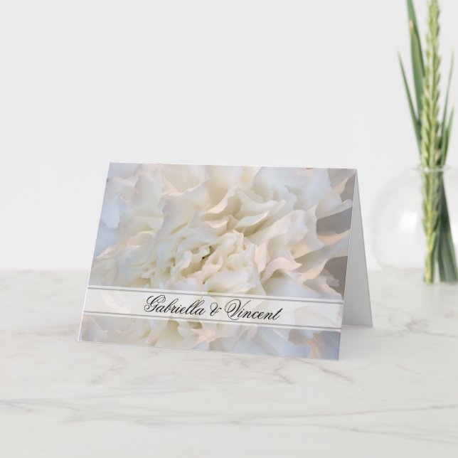 White Carnation Floral Wedding Invitation (Front)