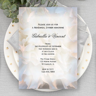 White Carnation Floral Wedding Rehearsal Dinner Invitation