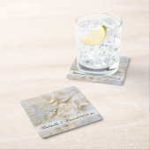 White Carnation Floral Wedding Square Paper Coaster (Insitu)