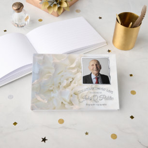 White Carnation Flowers Celebration of Life Guest Book