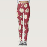 White Carnation Flowers on Red Patterned Leggings<br><div class="desc">Make a bold statement with these colourful leggings. They coordinate with our Merry Christmas design from our Flower Typography collection,  but can be worn year round.. They feature a red background and a large format pattern of photo images of white carnation flowers.</div>