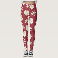 White Carnation Flowers on Red Patterned