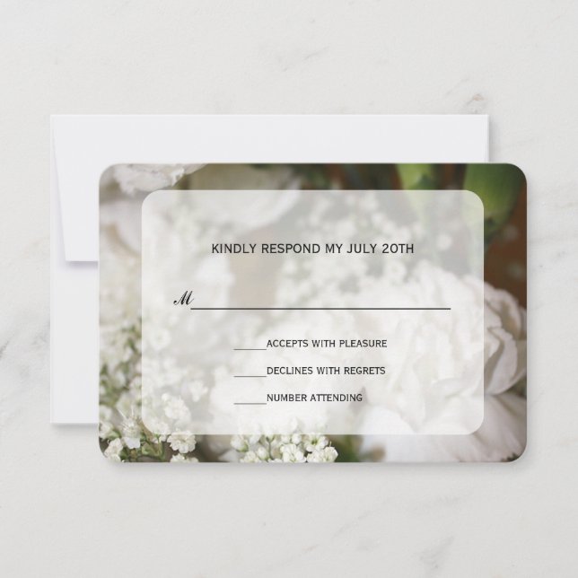 White Carnations & Baby's Breath RSVP Card (Front)