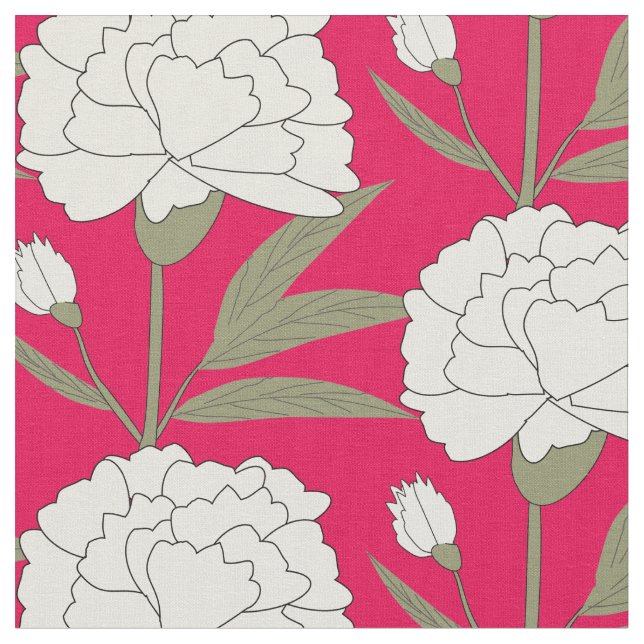 White Carnations Fabric (Close Up)