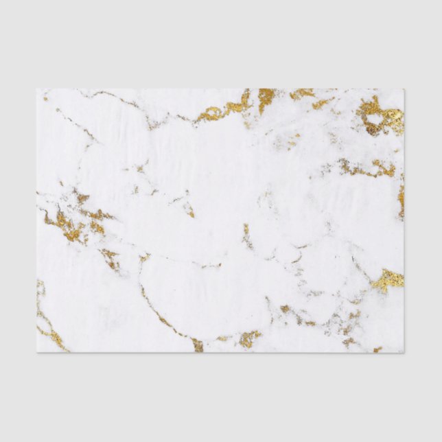 White Carrara Gold Stone Minimal Gray Stone Marble Tissue Paper (Front)