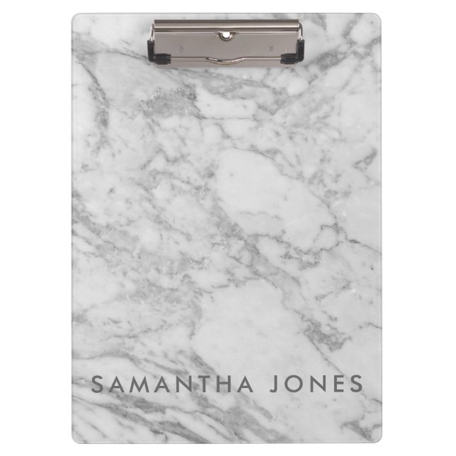 White Carrara Marble Classic Modern Clipboard (Front)