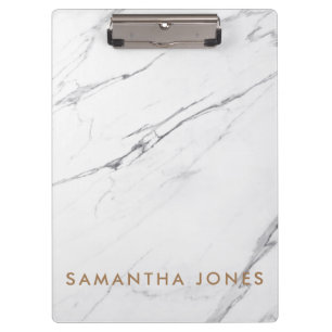 White Carrara Marble Classic Modern Office Gift Clipboard