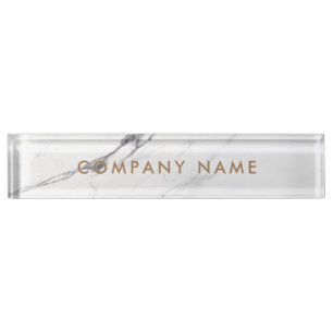 White Carrara Marble Classic Personalised Company Nameplate