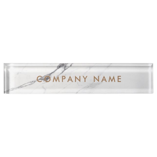 White Carrara Marble Classic Personalised Company  Nameplate (Front)