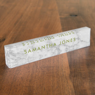 White Carrara Marble Classic Personalised Nameplate