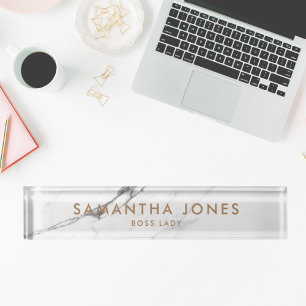 White Carrara Marble Classic Personalised Nameplate