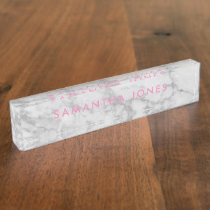 White Carrara Marble Classic Personalised Nameplate