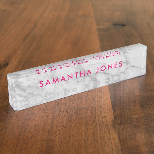 White Carrara Marble Classic Personalised Nameplate (Side)