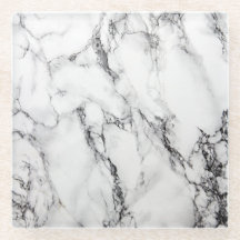White Carrara Marble Glass Coaster