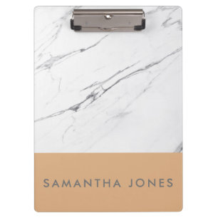 White Carrara Marble Gold Classic Modern Clipboard