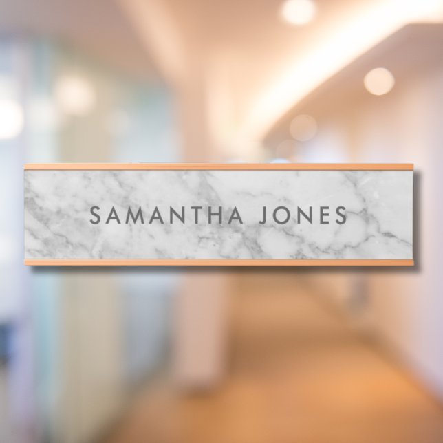 White Carrara Marble Gold Classic Personalised Door Sign (White Carrara Marble Gold Classic Personalised Door Sign)
